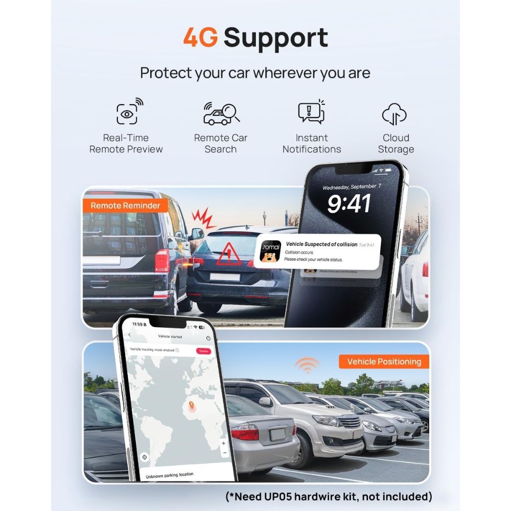 70mai Dash Cam Front and Rear A510
