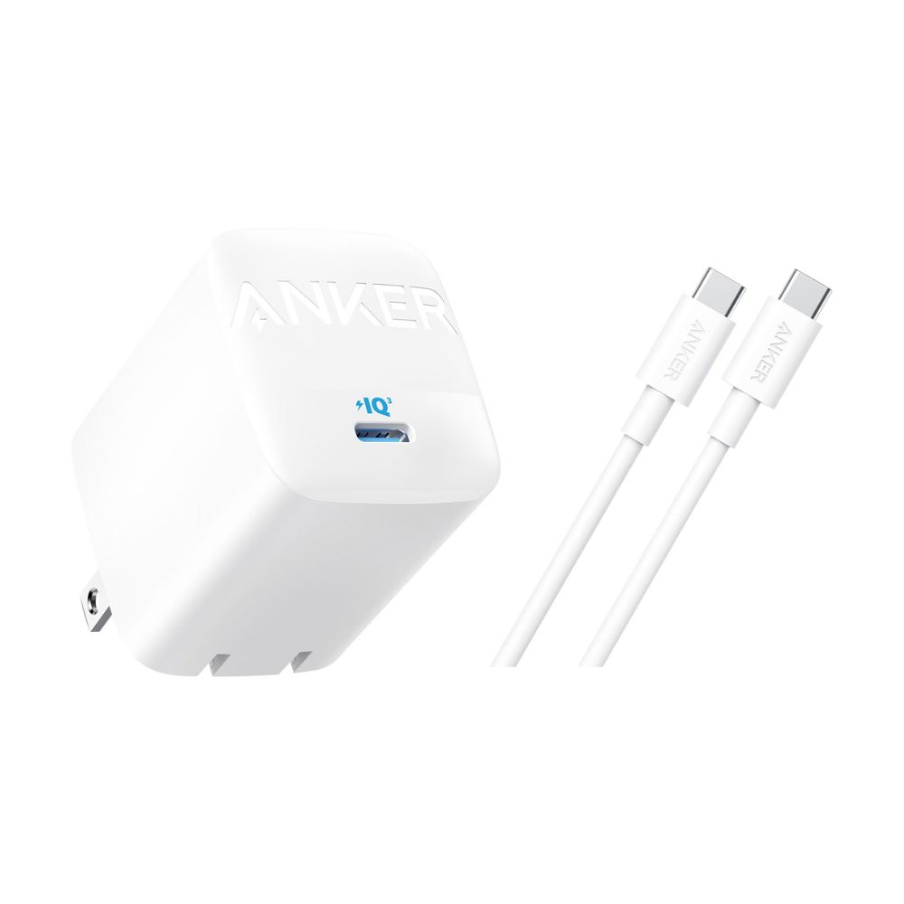 Anker 313 GaN 30W PIQ 3.0 GaN+PD – Foldable Fast Charger – With USB-C to USB-C Cable