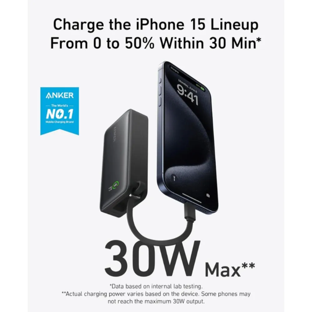 Anker Nano Power Bank 30W Built-In USB-C Cable