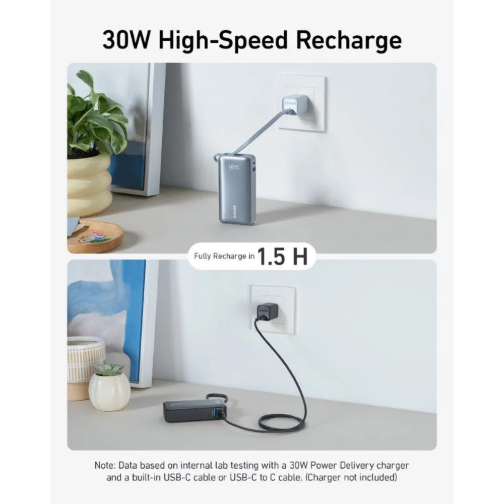 Anker Nano Power Bank 30W Built-In USB-C Cable