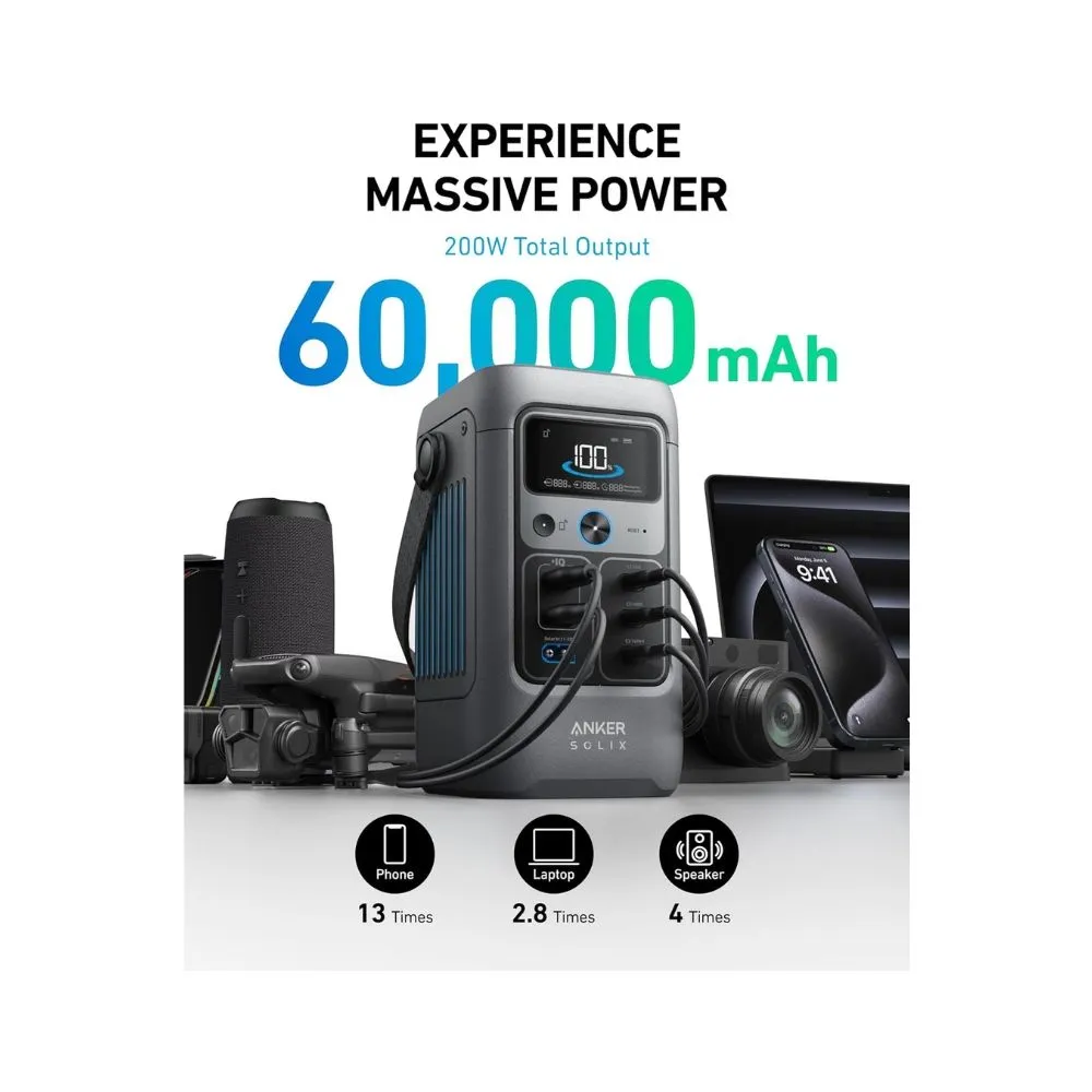 Anker SOLIX C200 DC Portable Power Station - 192Wh | 200W