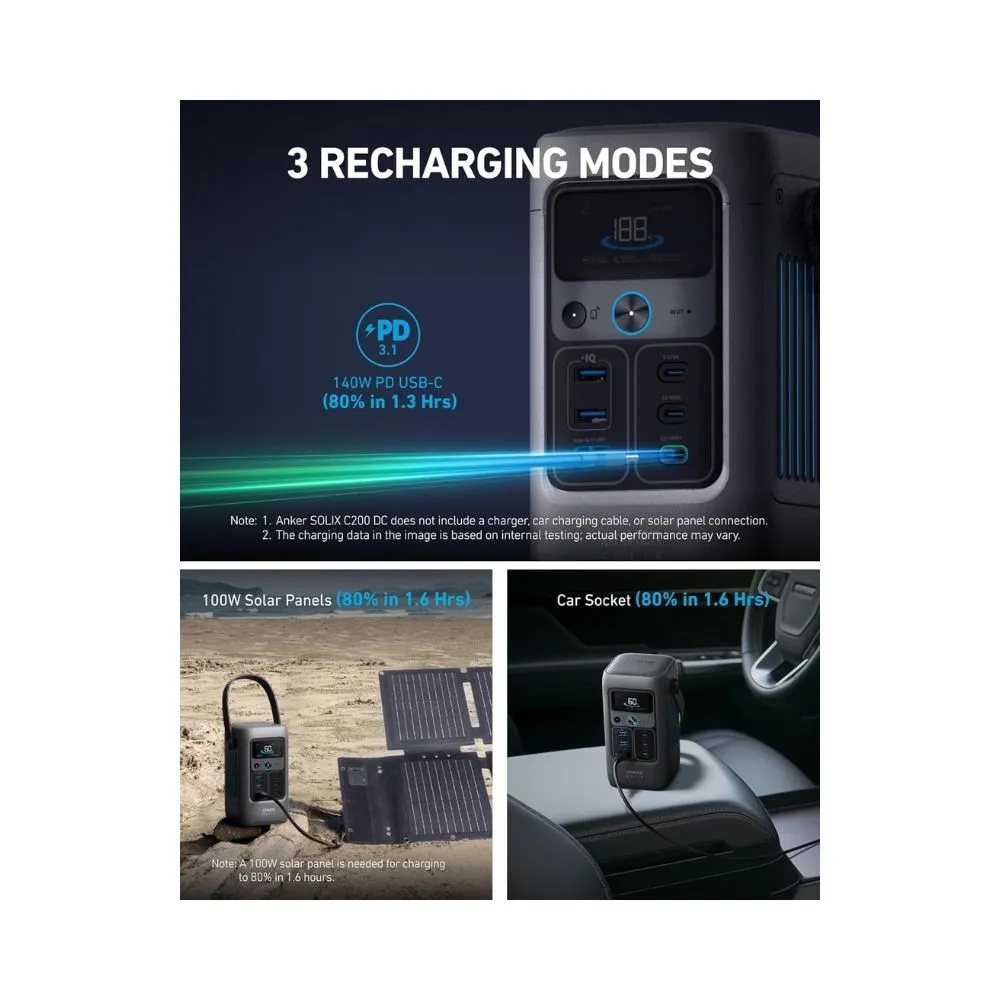 Anker SOLIX C200 DC Portable Power Station - 192Wh | 200W