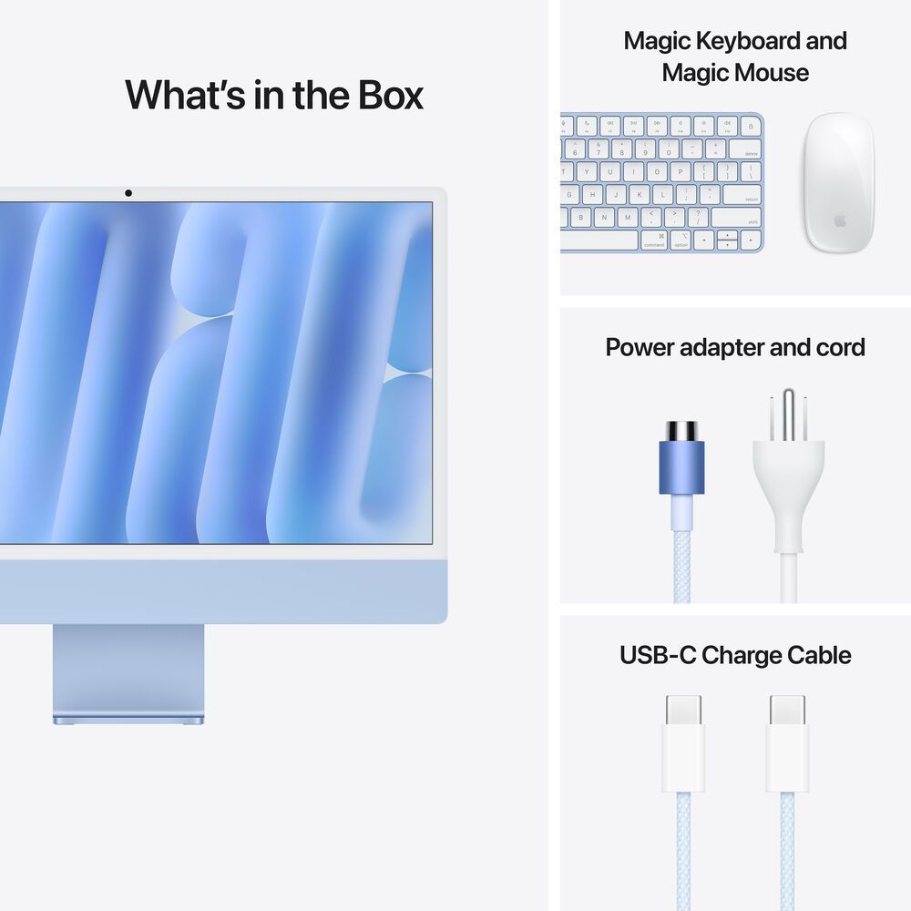 Apple iMac 24″ Nano Texture Glass – M4 Chip – 10-Core CPU – 10-Core GPU – 32GB RAM – 1TB SSD – Blue