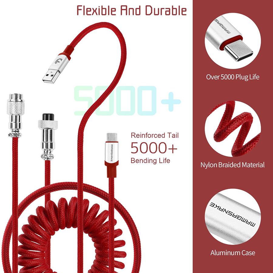 Attack Shark C01PRO Coiled Keyboard Cable White