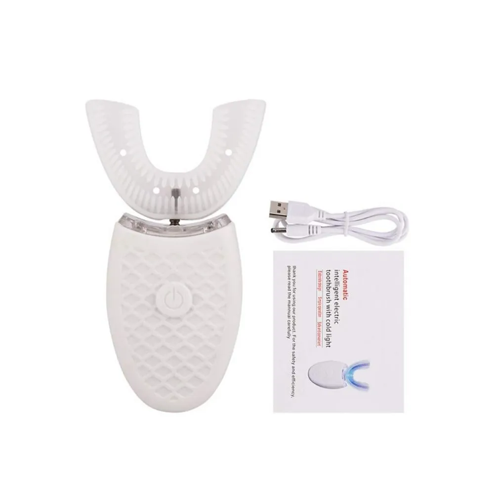 Automatic 360° Ultrasonic Electric Massage Toothbrush with LED Light – White