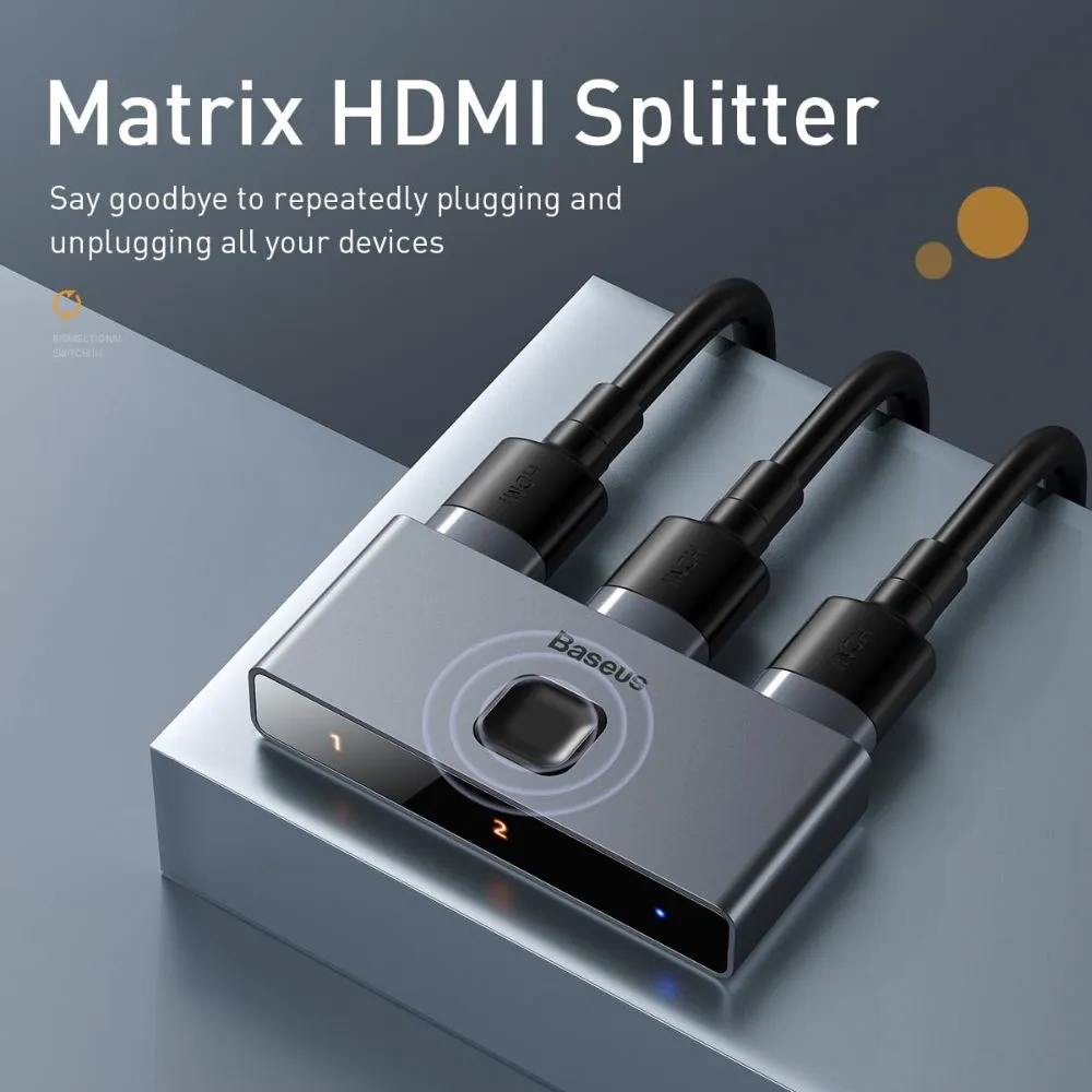 Baseus Matrix HDMI Splitter (2in1 or 1in2) Space Gray