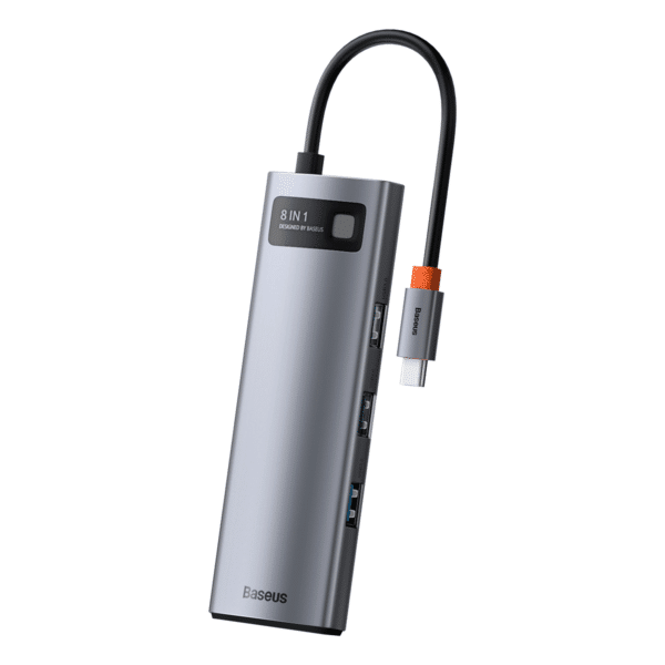 Baseus Metal Gleam Series 8-in-1 Multifunctional Type-C HUB Docking Station Space Gray