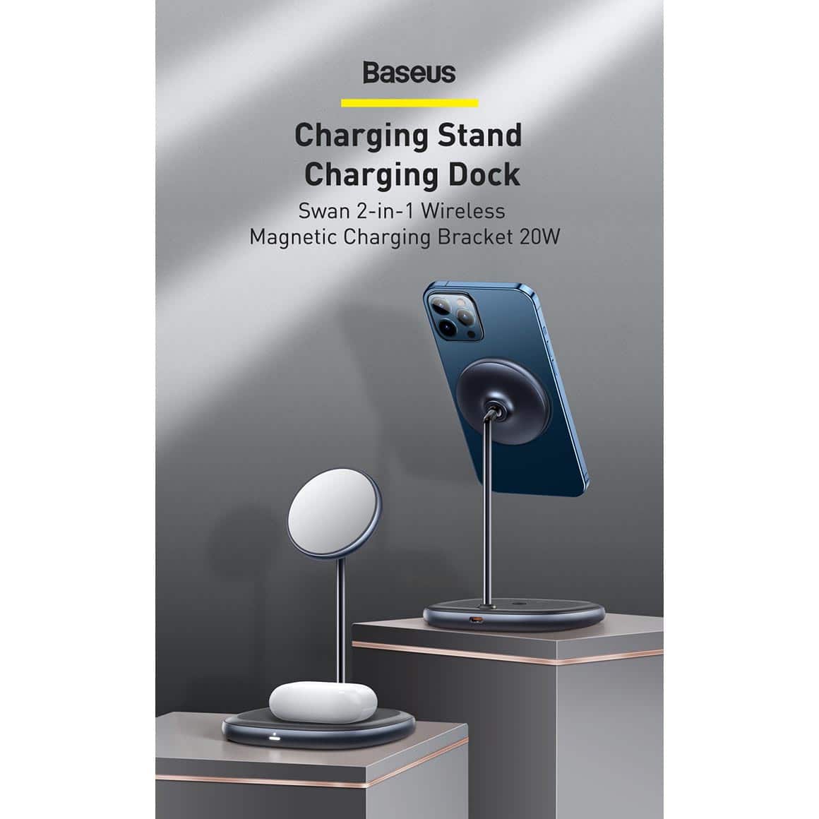 BASEUS Swan 2-in-1 Wireless Magnetic Charging Bracket 20W