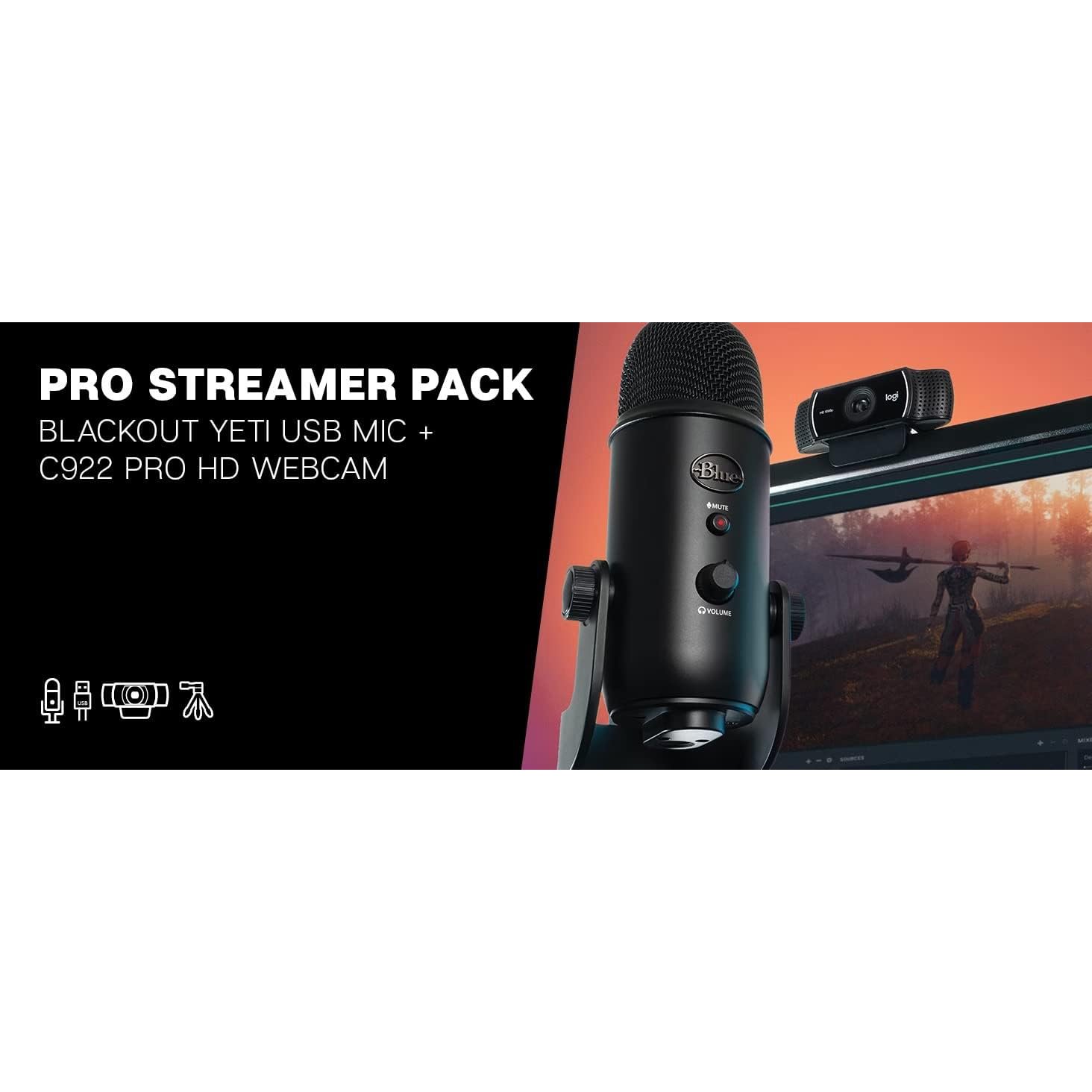 Blue Yeti USB Microphone & Logitech C922 Pro HD Webcam