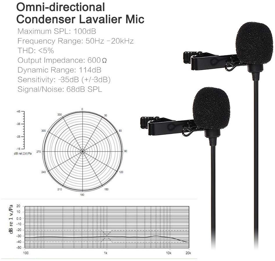 Comica CVM-D02 Dual-Head Lavalier Microphone Clip-on