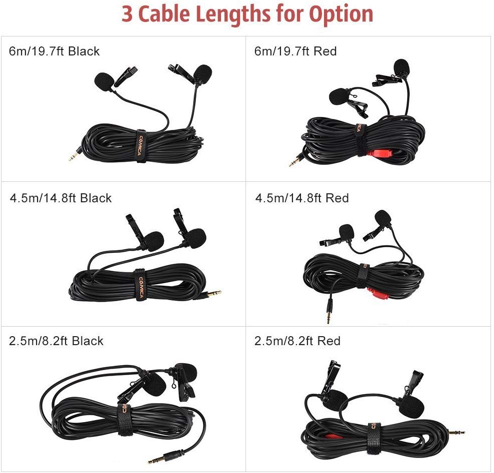 Comica CVM-D02 Dual-Head Lavalier Microphone Clip-on
