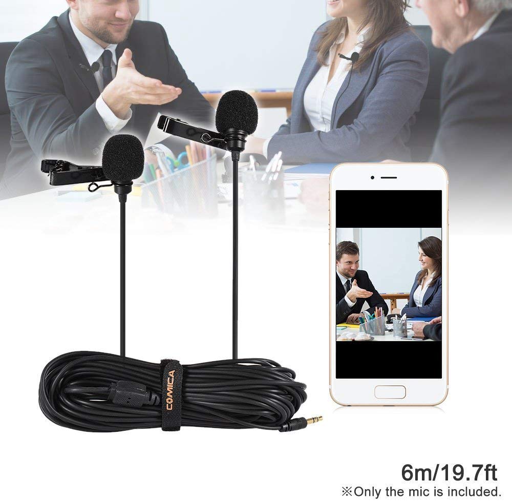 Comica CVM-D02 Dual-Head Lavalier Microphone Clip-on