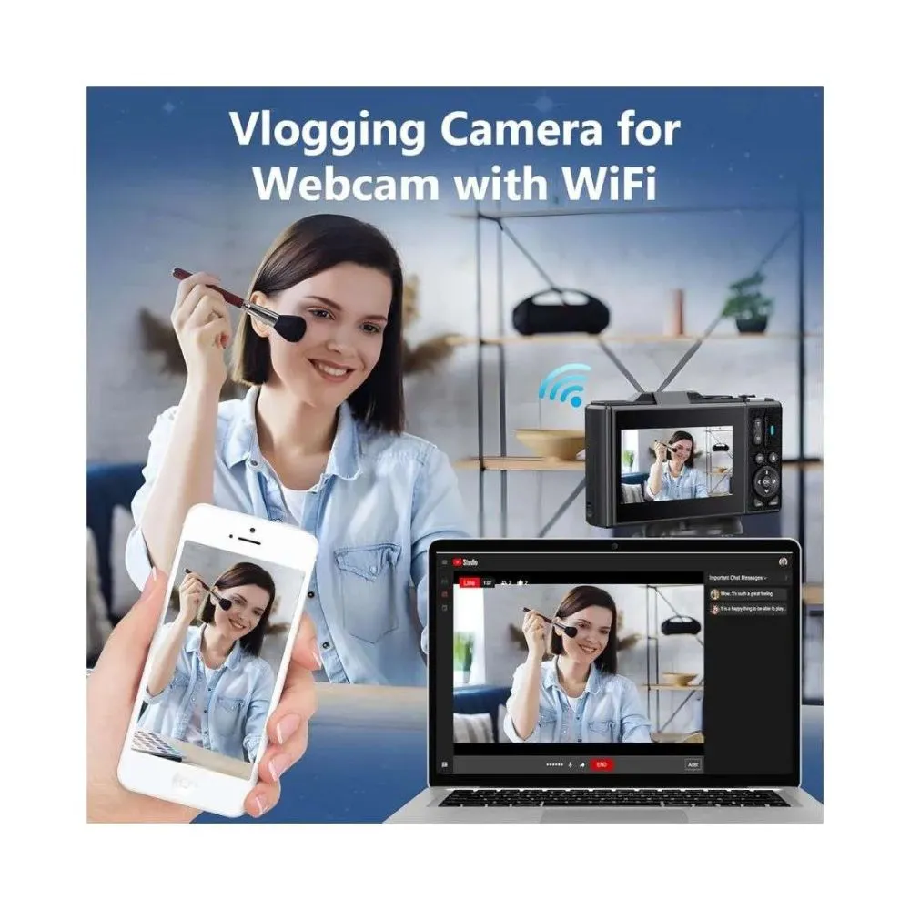 Dpofirs 64MP Digital Camera, 4K Vlogging Camera