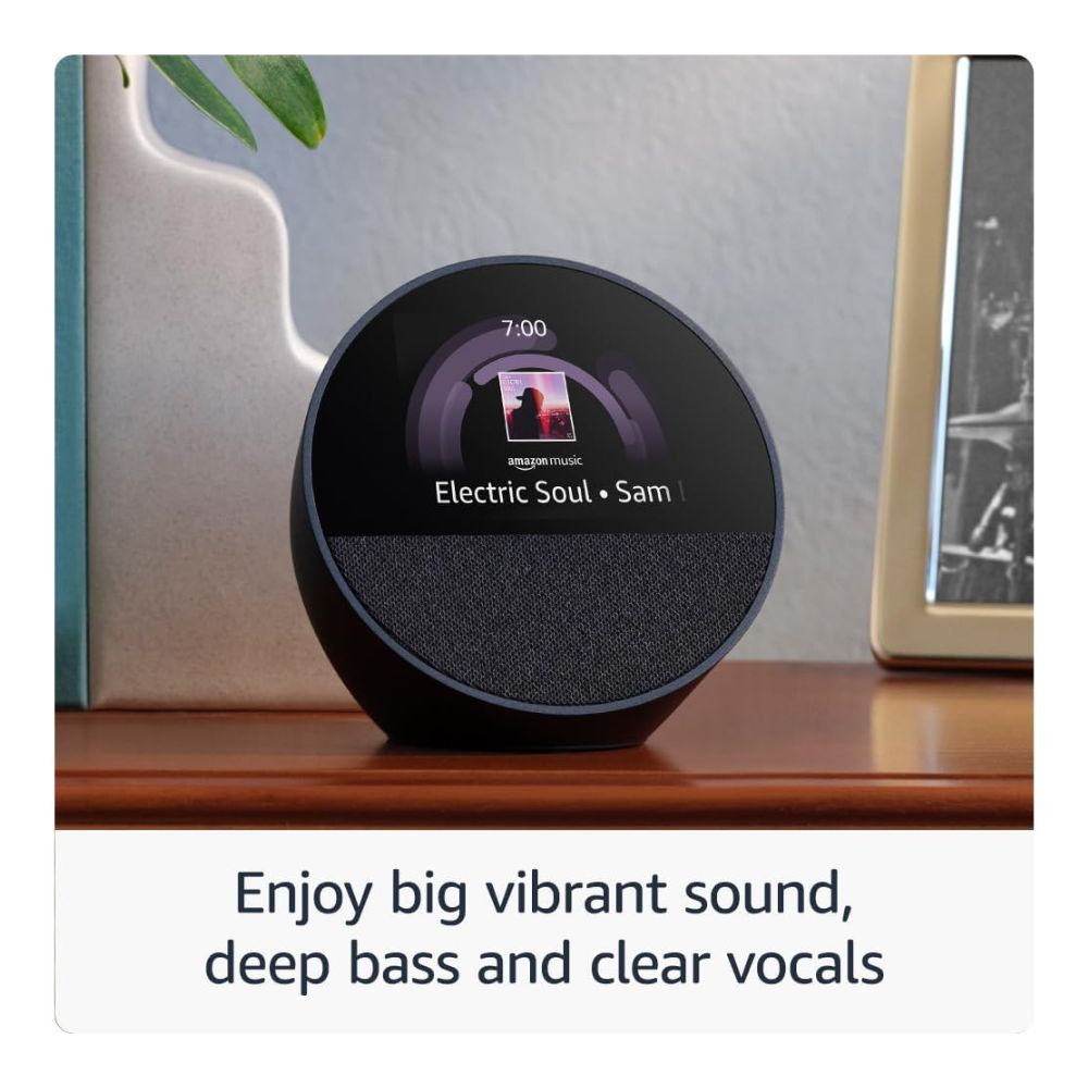 Echo Spot Smart alarm clock with vibrant sound + Alexa