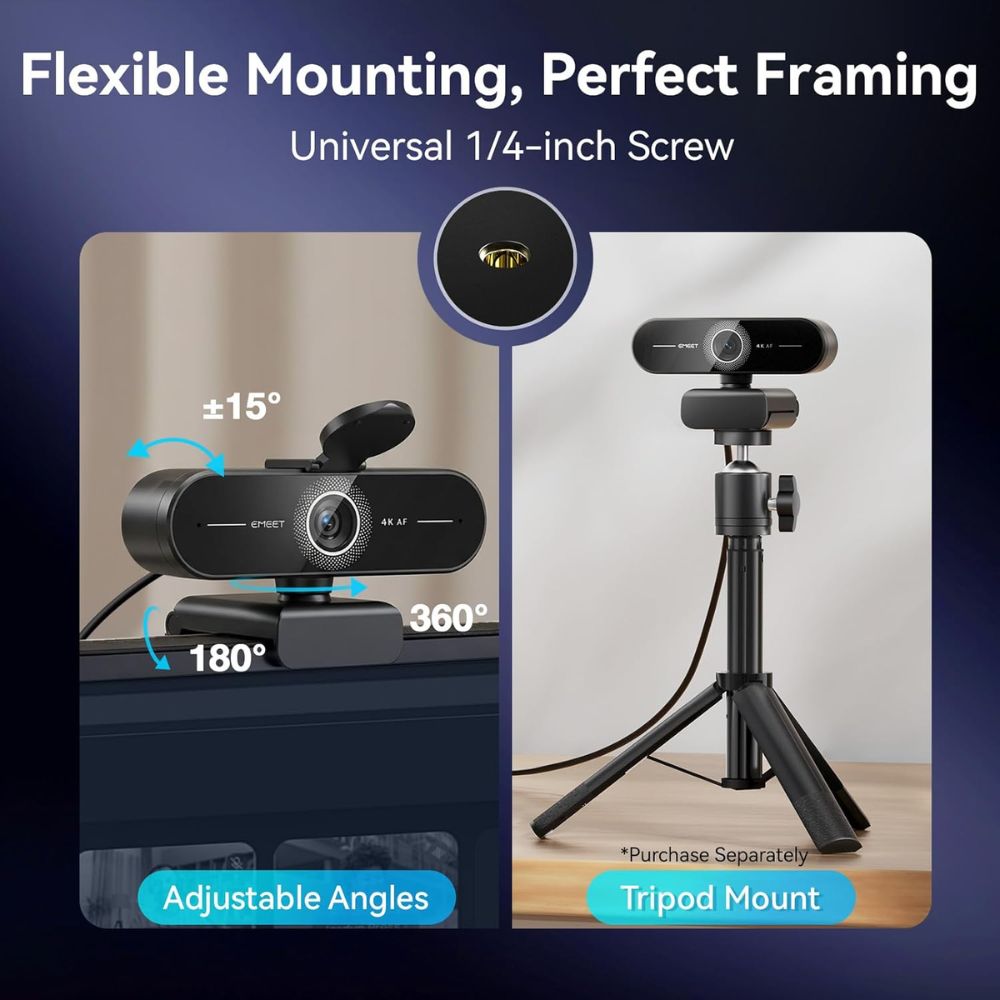 EMEET C60E 4K Webcam for Streaming & Gaming