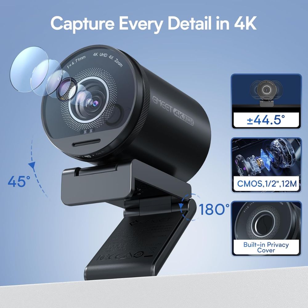 EMEET SmartCam S800 4K Webcam for Streaming