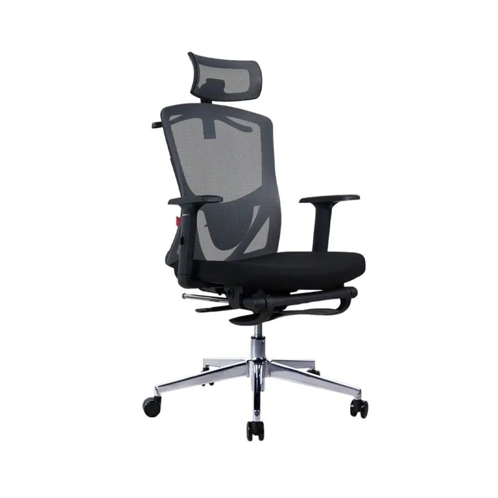 FANTECH OC-A259PRO Office Chair with Adjustable 4D Armrests, Retractable Leg Rest, Breathable Backrest, and Smart Features Black