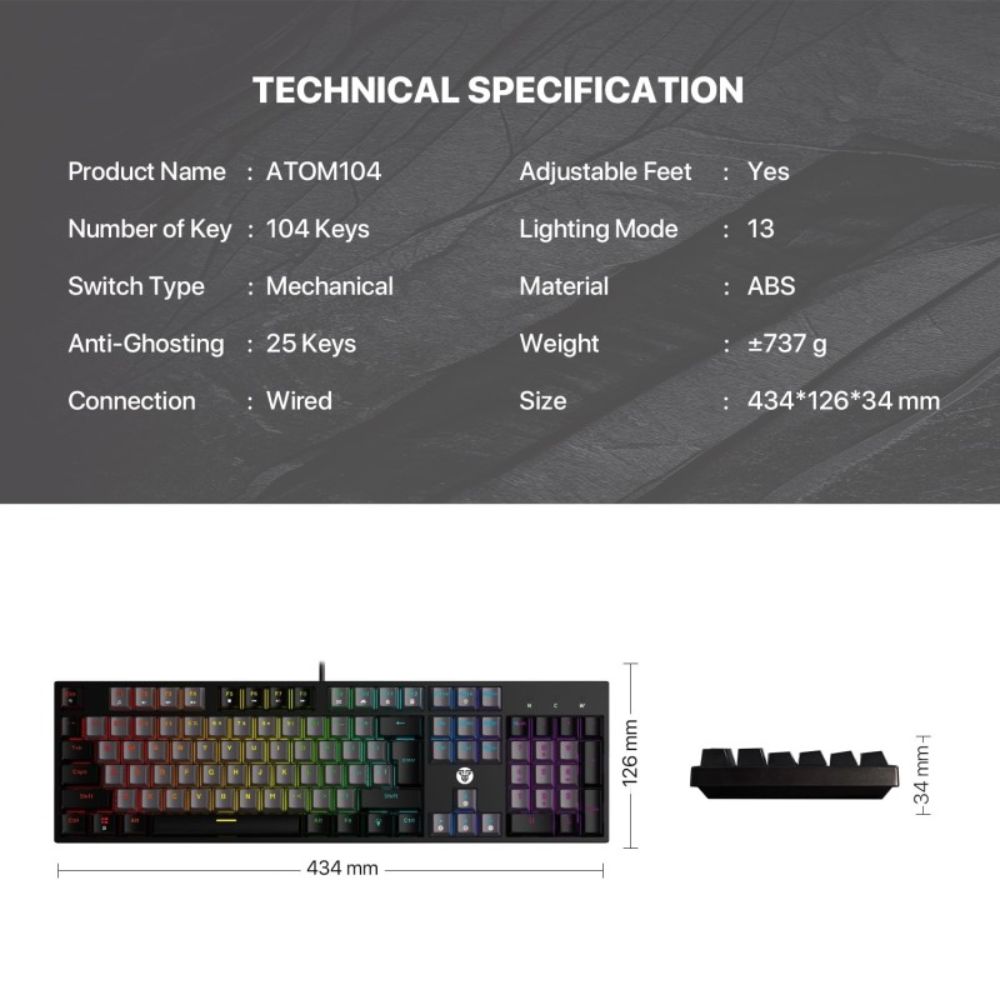 Fantech SUMI Edition MK886V2 – ATOM104 Pro Wired Mechanical Keyboard with RGB Lighting
