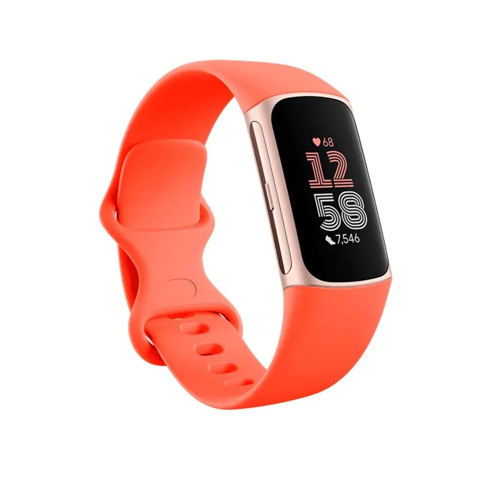Fitbit Charge 6 - Premium Fitness Tracker Gold Case / Red Band