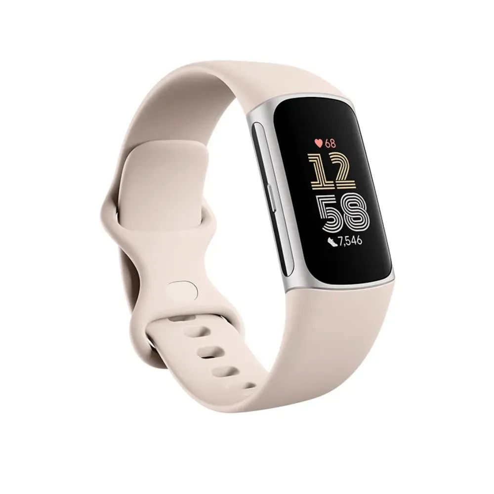 Fitbit Charge 6 - Premium Fitness Tracker Silver Case / White Band