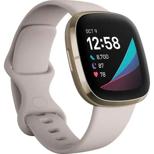 Fitbit Sense GPS Smartwatch (Lunar White / Soft Gold Stainless Steel)