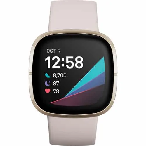 Fitbit Sense GPS Smartwatch (Lunar White / Soft Gold Stainless Steel)