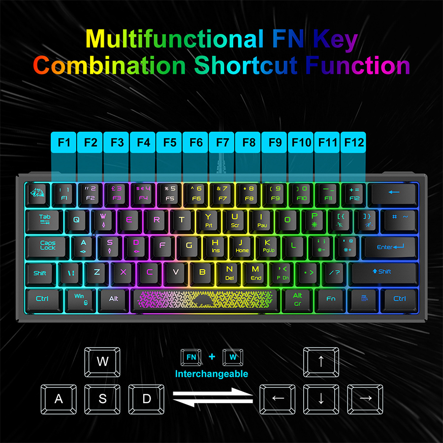Free Wolf T60 Mechanical Keyboard 62-Key Set USB