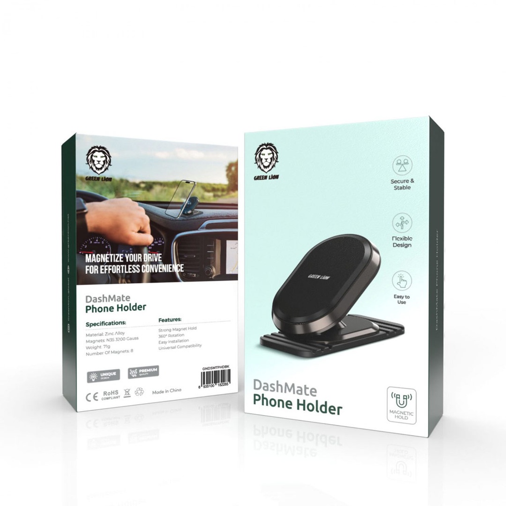 Green Lion DashMate Phone Holder – Matte Black