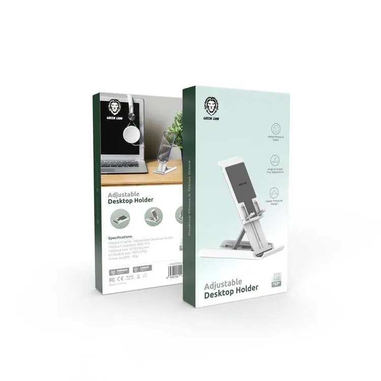 Green Lion Adjustable Desktop Holder – White