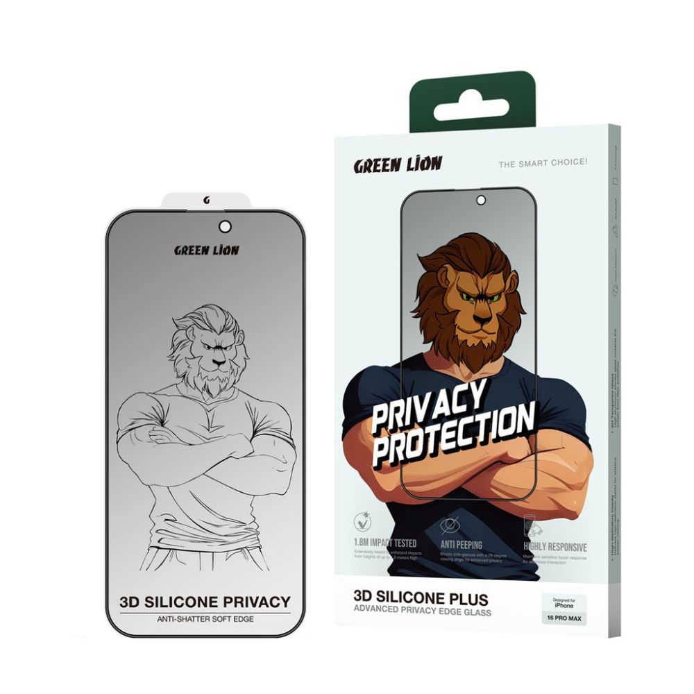 Green Lion 3D Silicone Plus Advanced Privacy Edge Glass for iPhone Series