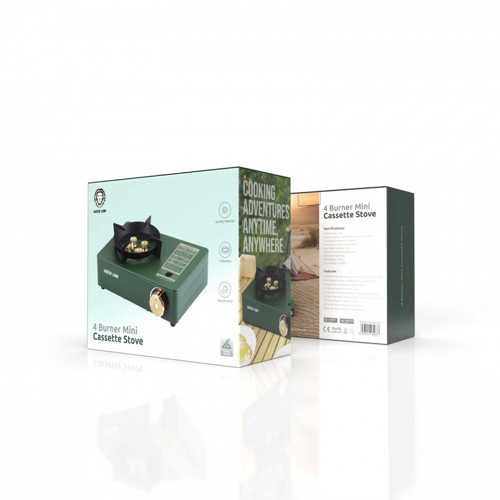 Green Lion 4 Burner Mini Cassette Stove – Green