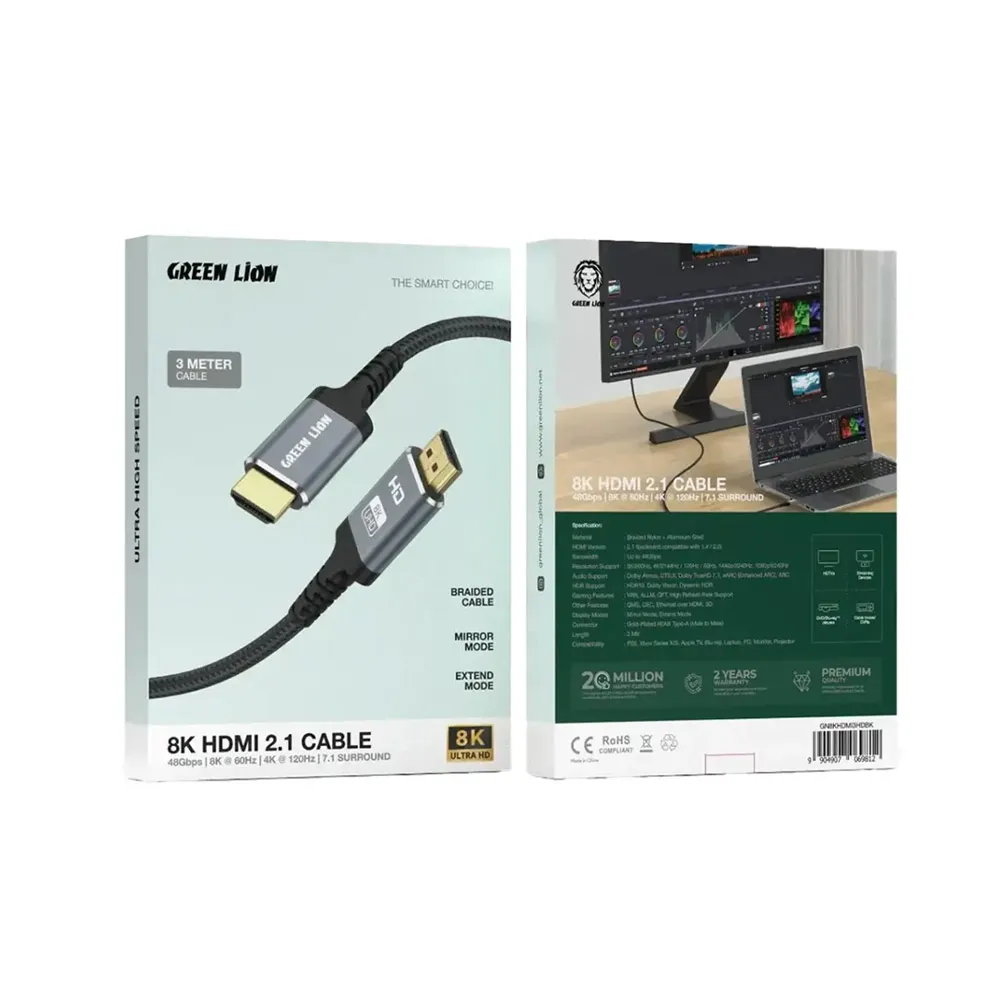 Green Lion 8K HDMI to HDMI Cable - Black