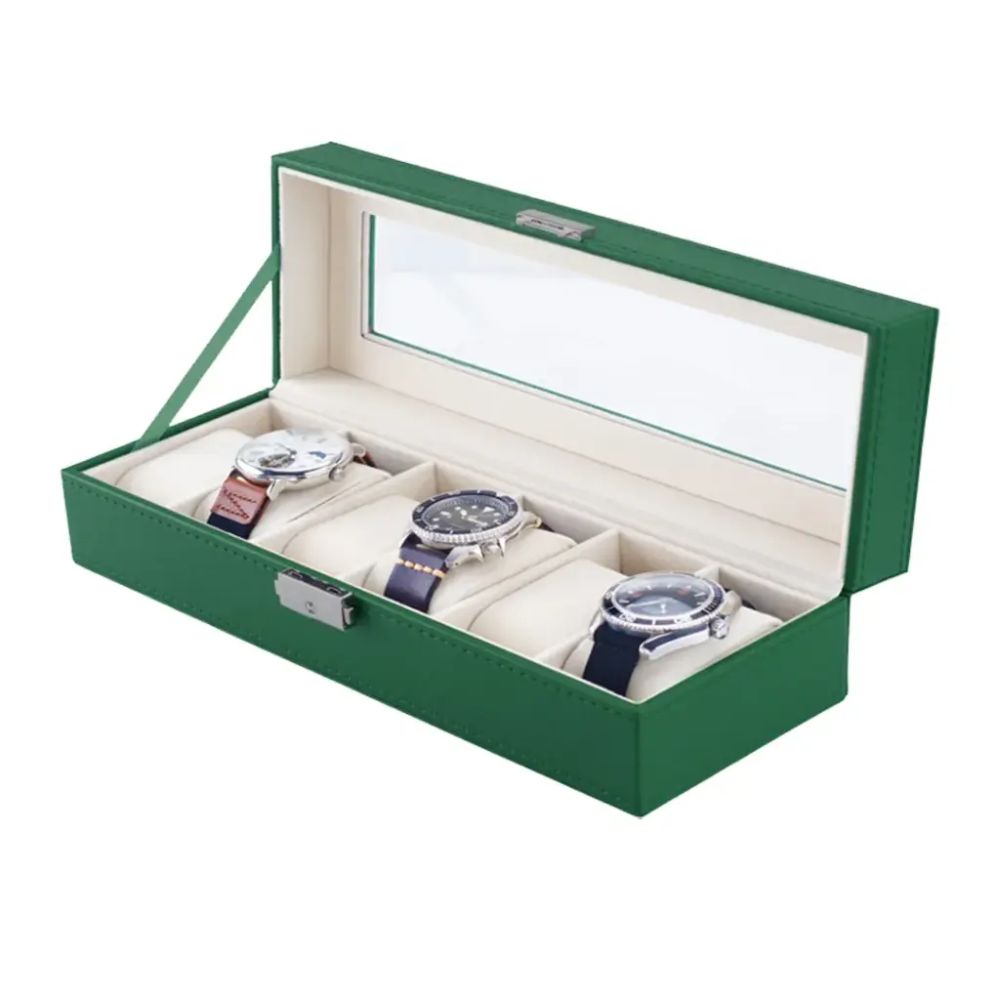 Green Lion Elegant Watch Box – Green – with Glass