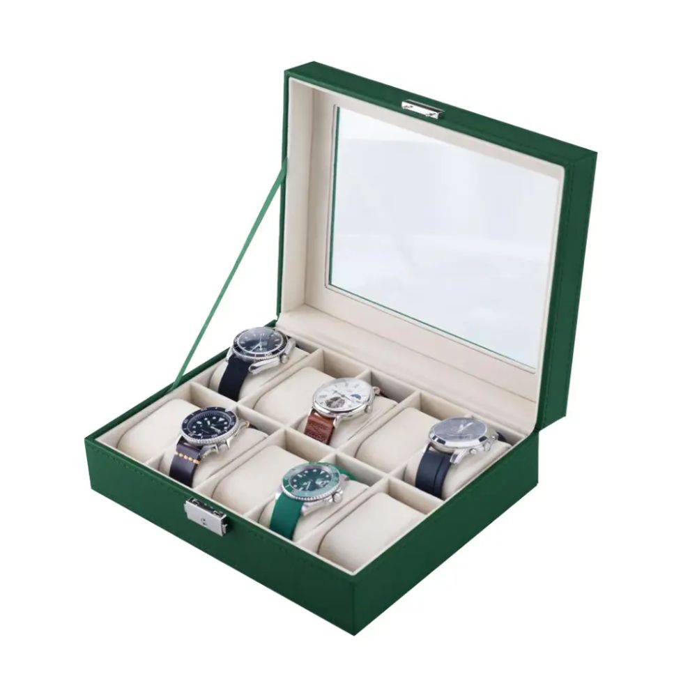 Green Lion Elegant Watch Box – Green – with Glass