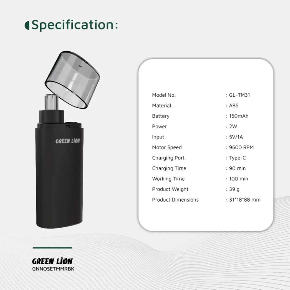 Green Lion Nose Pro Nose and Ear Trimmer – Black