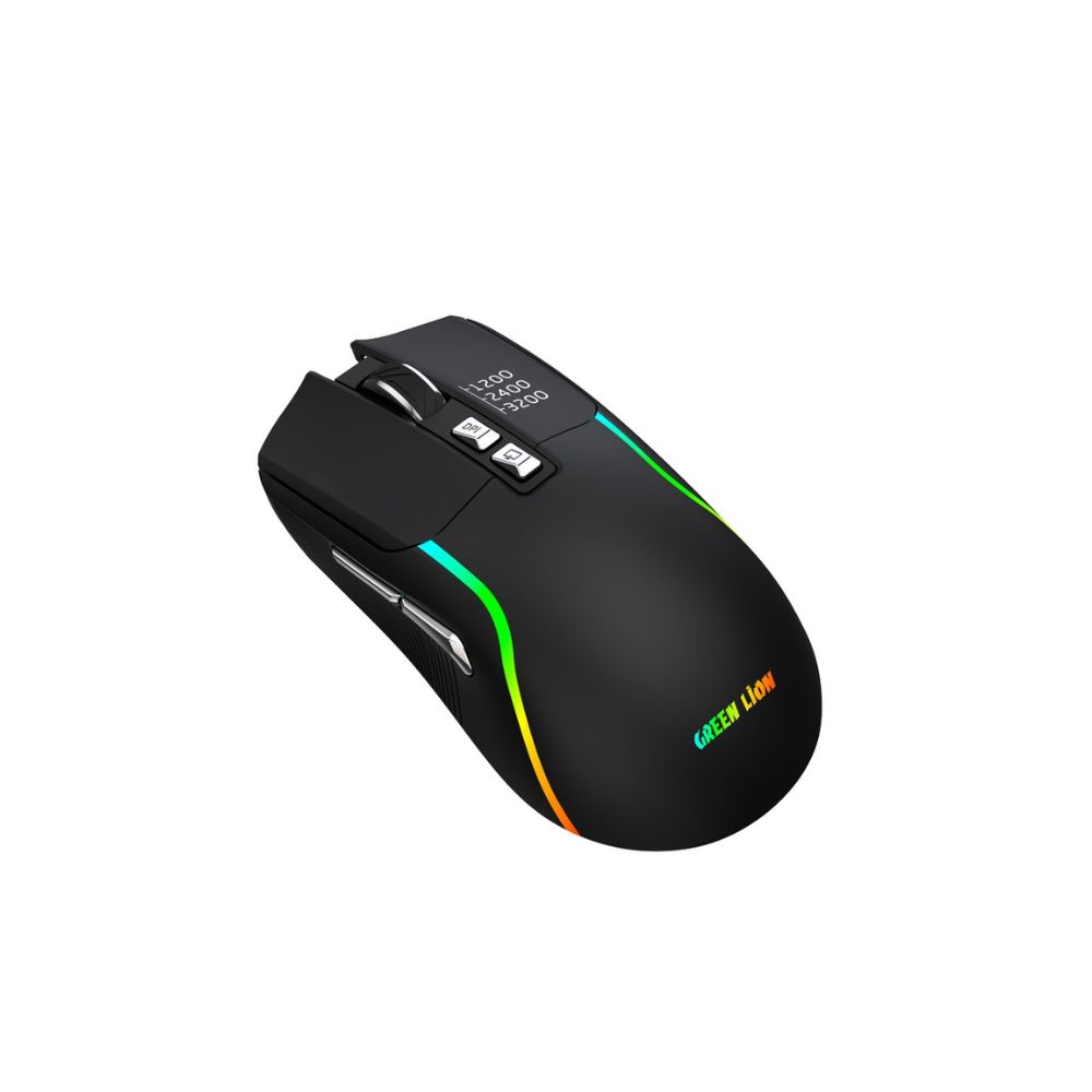 Green Lion Rechargeable Gaming Mouse Black 1200-3200 DPI