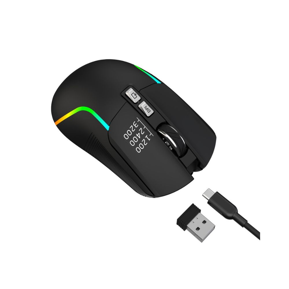 Green Lion Rechargeable Gaming Mouse Black 1200-3200 DPI