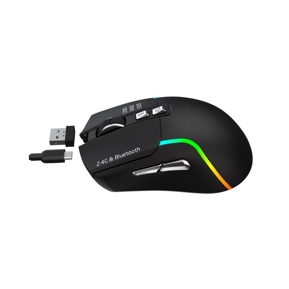 Green Lion Rechargeable Gaming Mouse Black 1200-3200 DPI