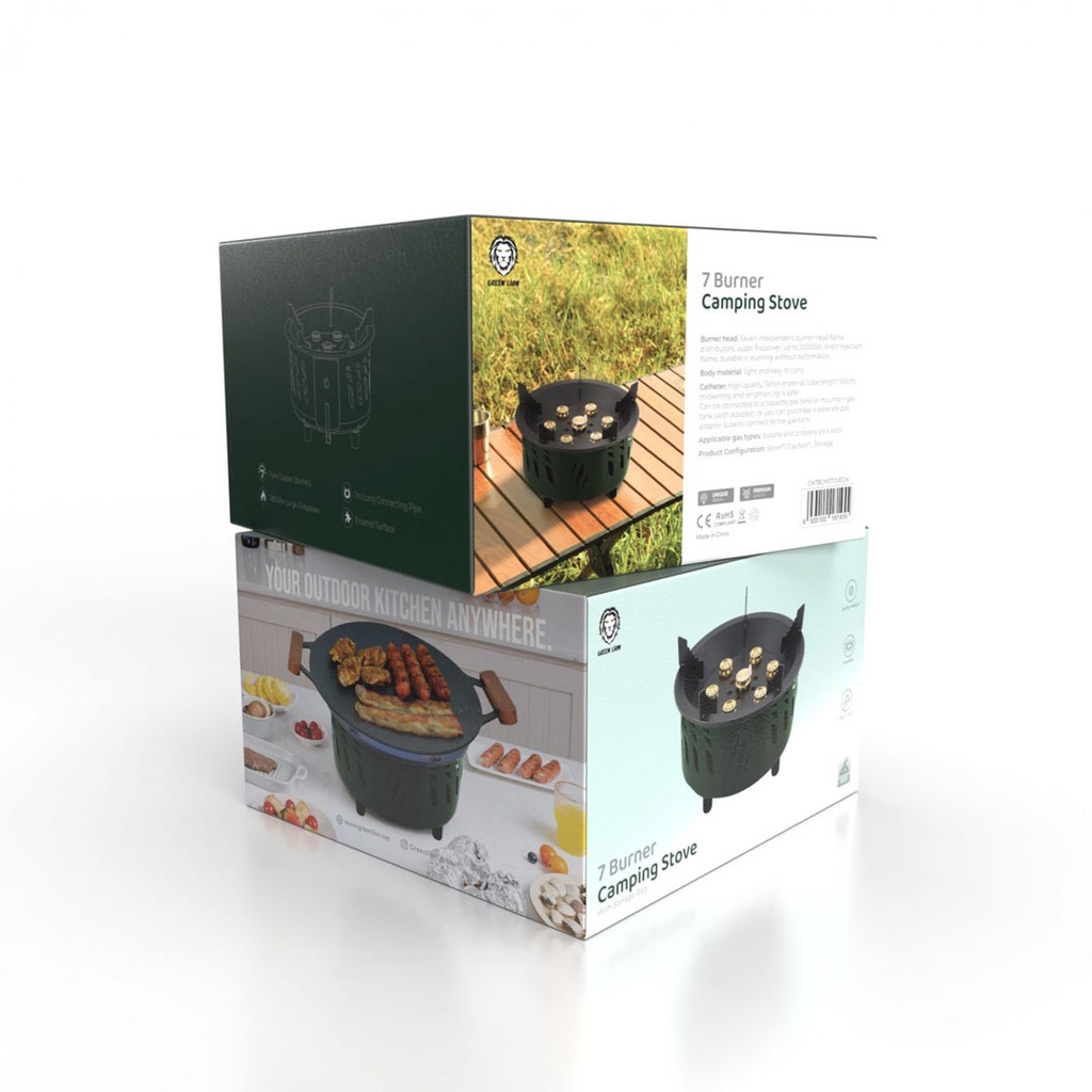 Green Lion Seven Burner Camping Stove with Storage Bag – Green