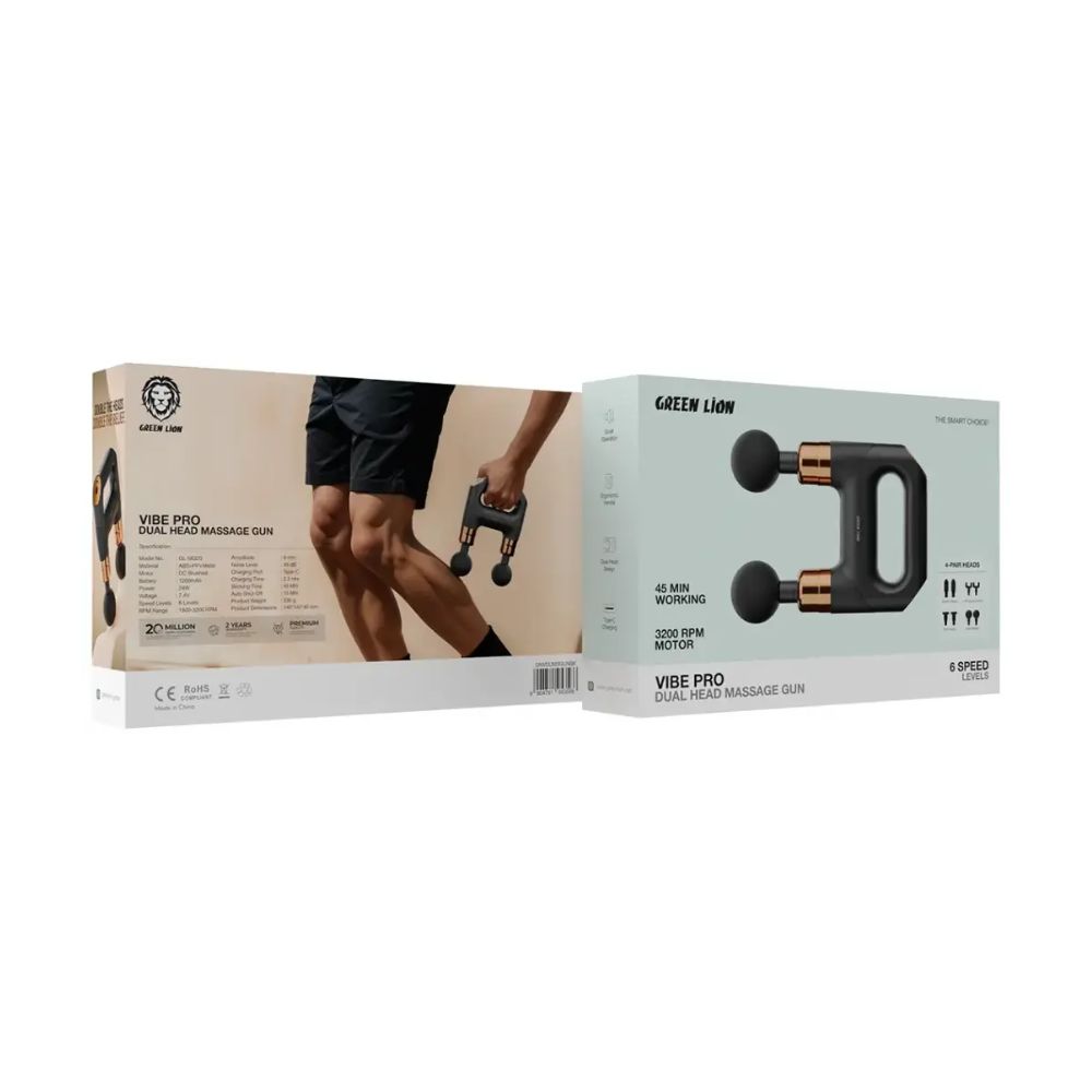 Green Lion Vibe Pro Dual Head Massage Gun – Black