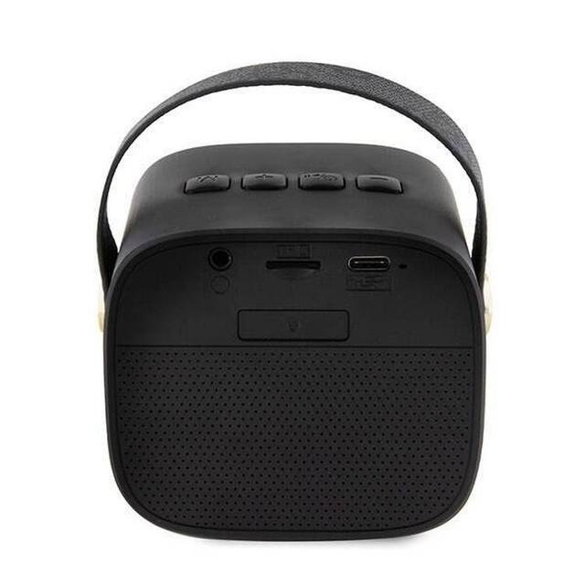 Guess Wireless Speaker with Handle 5W PU 4G Leather Script Logo – Black