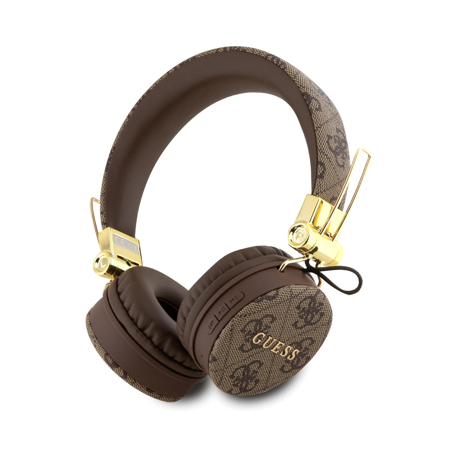 Guess Wireless Headphones 4G PU Leather with Metal Logo - Brown