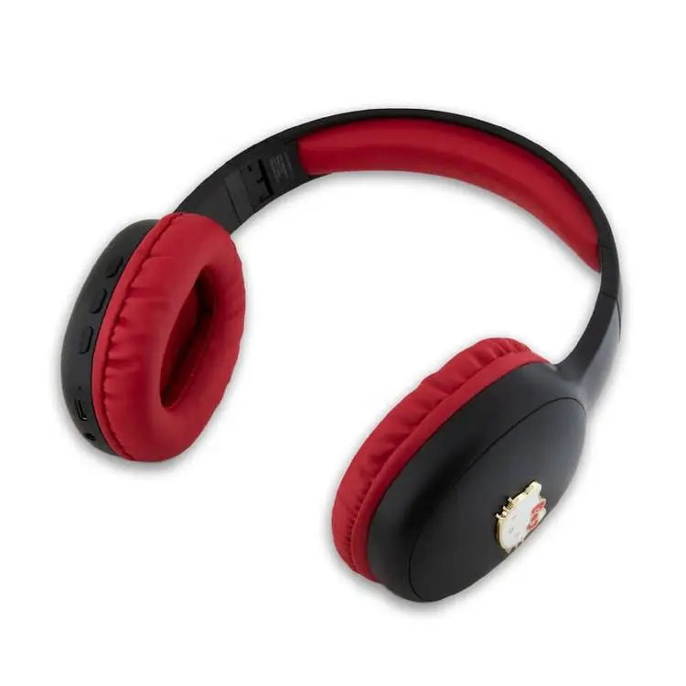 Hello Kitty Bluetooth Headphones Metal Logo Oval Shape - Black