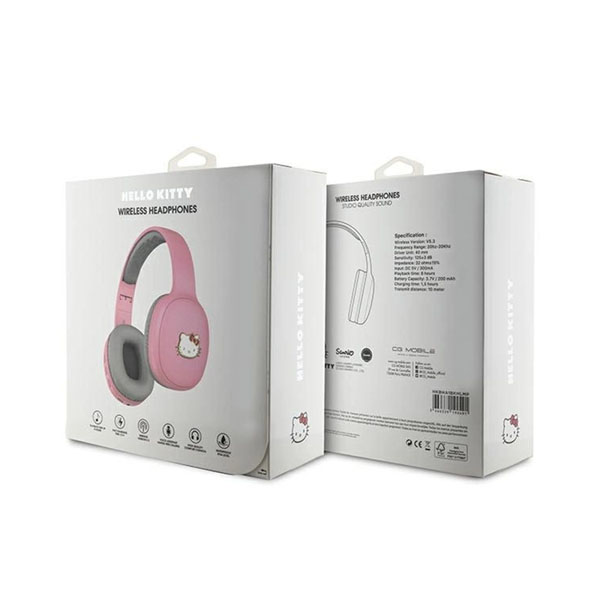Hello Kitty Metal Logo Bluetooth on-ear headphones - pink