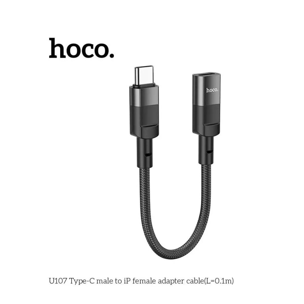 Hoco U107 USB-C Male To IP Female Adapter for CHARGING ONLY – Black