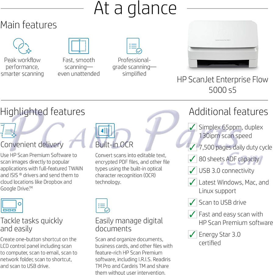 HP ScanJet Enterprise Flow 5000 s5 Scanner
