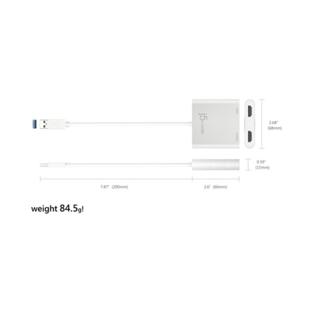 j5create USB 3.0 Gen 1 to Dual HDMI Multi-Monitor Adapter
