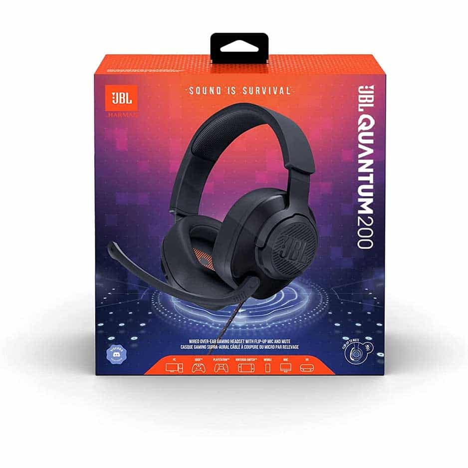 JBL Quantum 200 – Wired Over-Ear Gaming Headphones – Black, Large