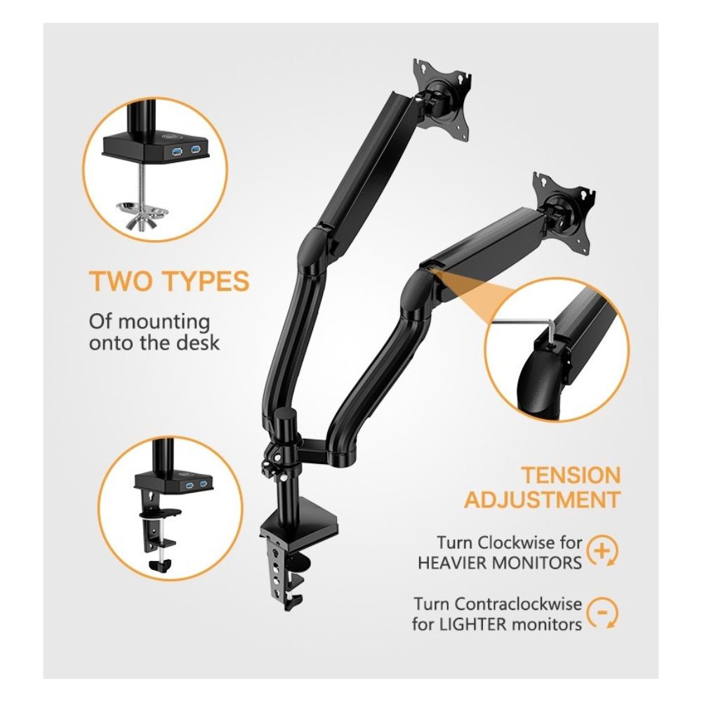 Kaloc DS90-2 Adjustable Dual Monitor Arm