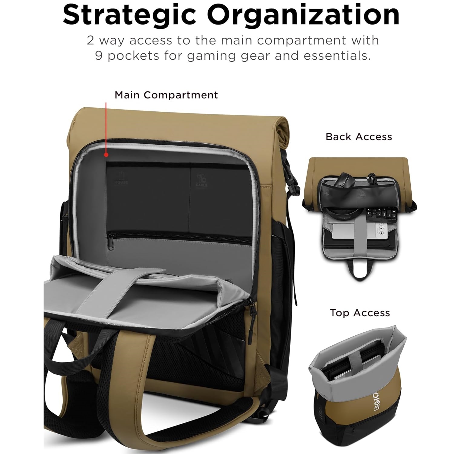 Lenovo Legion 16″ Gaming Backpack GB500 (Black-Brown)